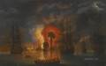 Jacob Philipp Hackert Untergang der turkischen Flotte in der Schlacht von Tschesme 1771 Batallas navales